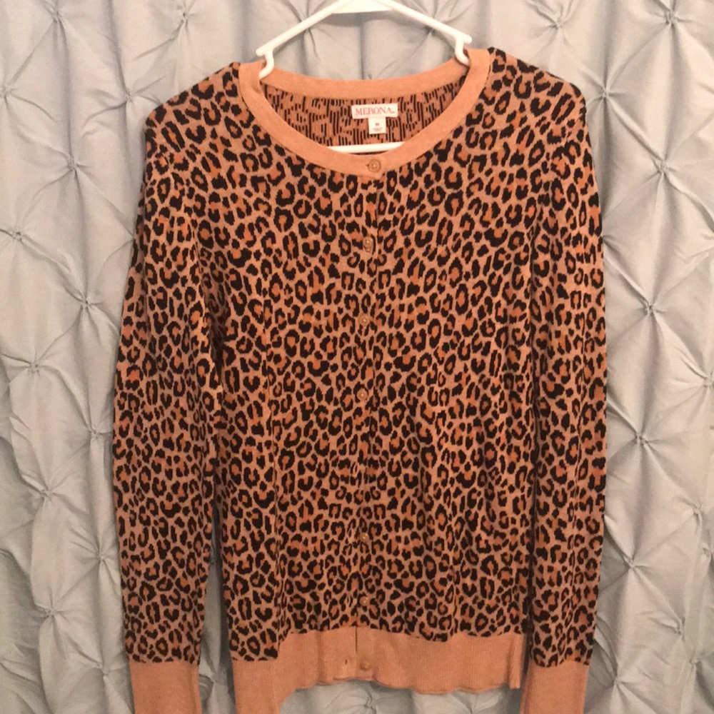 Merona Cheetah Button Up Sweater